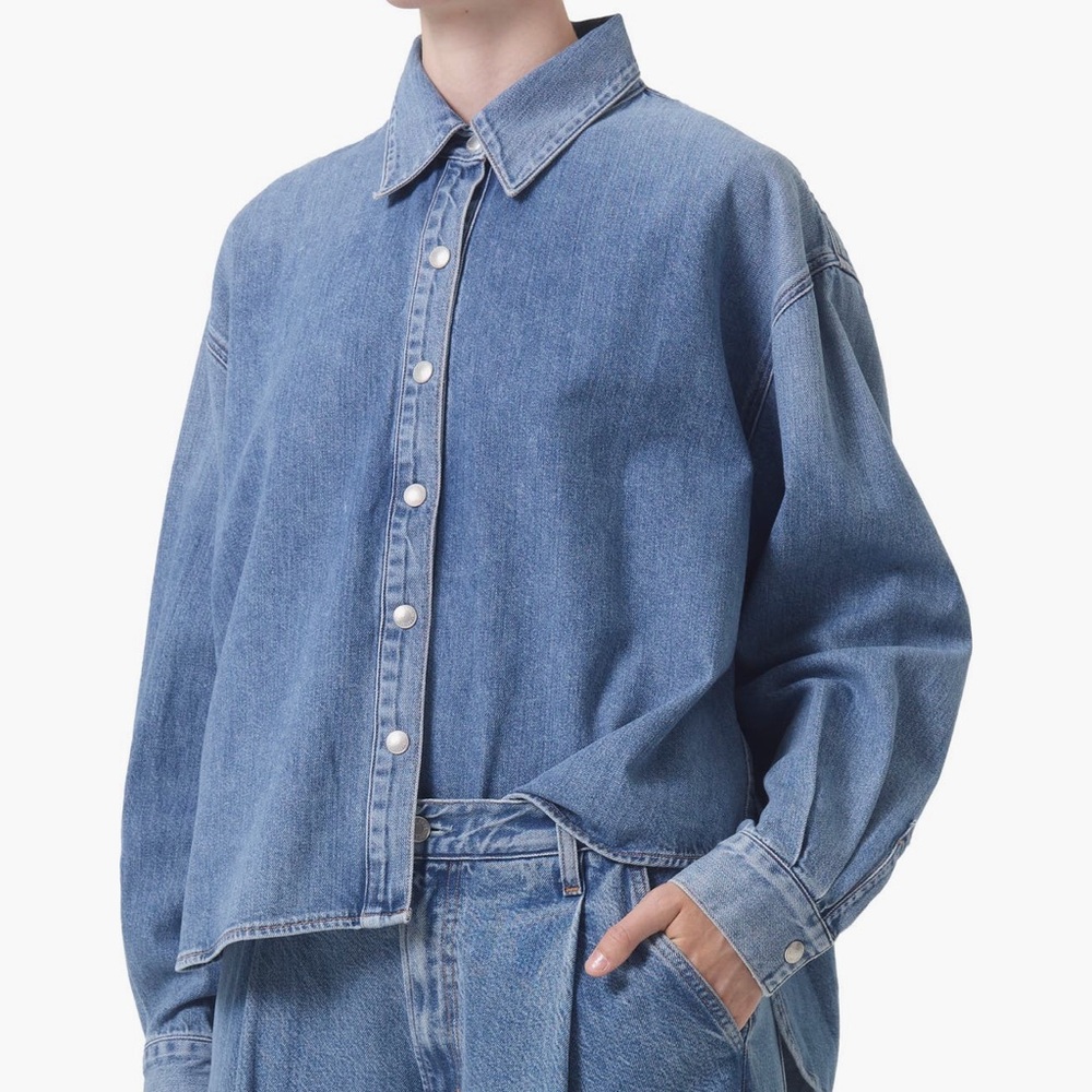 AGOLDE Alden High-Low Denim Shirt
